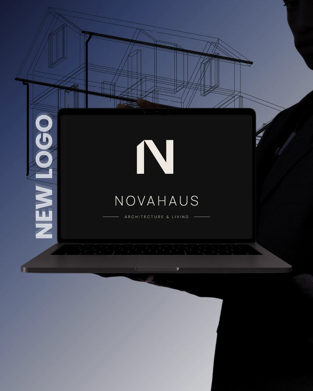 Novahaus: neues Logo auf dem Laptop