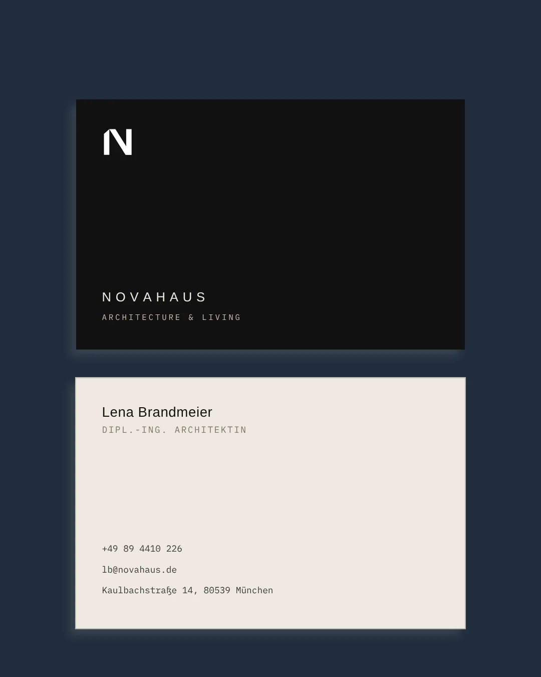 Novahaus: Visitenkarten